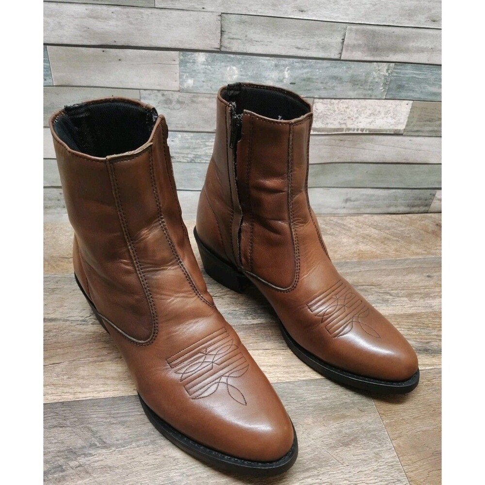 LAREDO PA6671 Brown Long Haul Western Side-Zipper Round Toe Boots - Size 10.5D